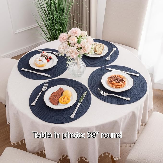SHACOS Round Placemats Set of 8 Washable 15 inch Round Table Mats Cotton - Image 7