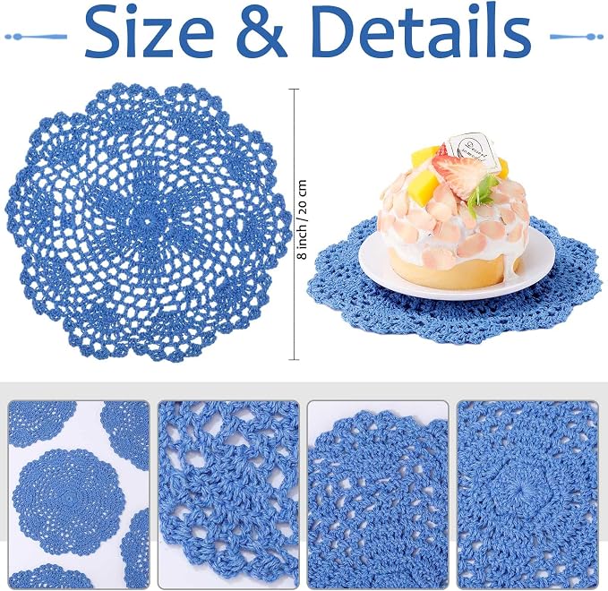 10 Pcs 8 Inch Cute Crochet Doilies Crochet Flower Coasters Handmade Cotton - Image 3