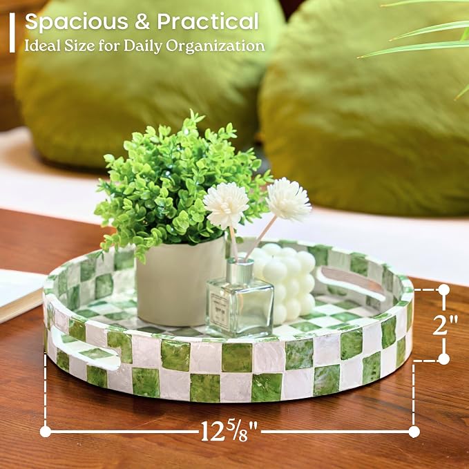 16"x12" Capiz Serving Tray, Decorative Coffee Table Tray, Decorative Tray - Image 3
