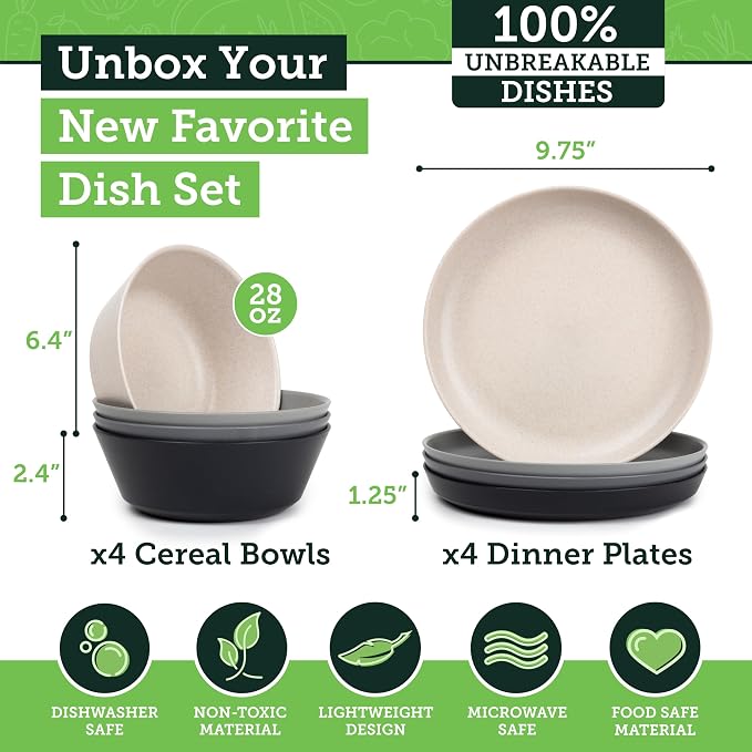 Grow Forward Premium Wheat Straw Plates and Bowls Sets - Image 3