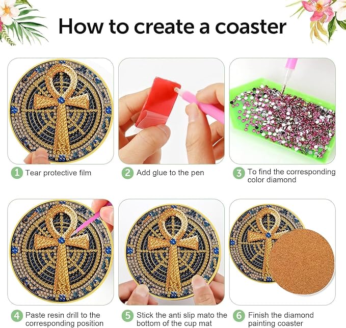 Mrnsiet 8 PCS Diamond Art Coasters Kits - Image 6