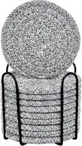 ABenkle Drink Coasters with Holder Set of 10, Cotton Woven Absorbent Coasters by ABenkle