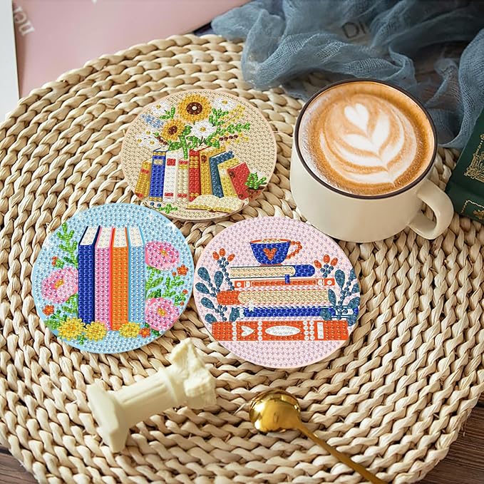 Mrnsiet 8PCS Books Diamond Art Coasters - Image 6