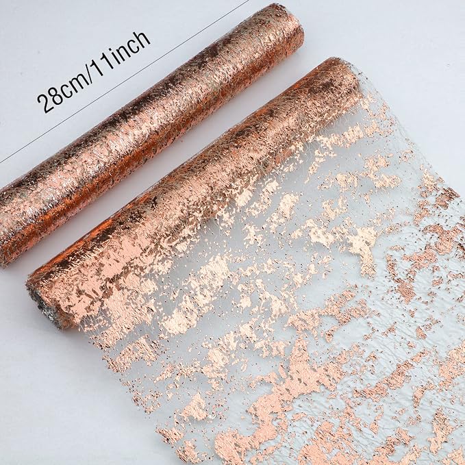 Snowkingdom 2 Pieces Rose Gold Table Runner 11"x108" Glitter Sequin Metallic - Image 4