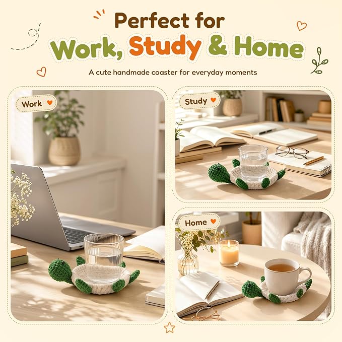 Handmade Crochet Coasters, Fun 3D Animal Flippable Drink Coasters Cute Soft Cup - Image 5