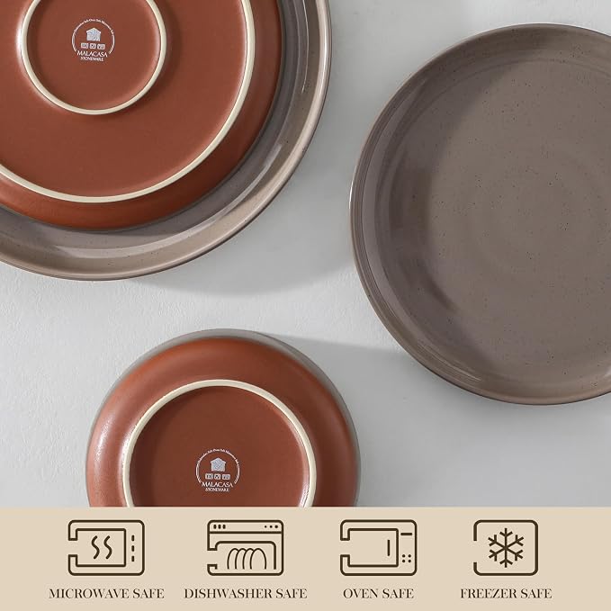 MALACASA Plates and Bowls Sets, 18 Pieces Modern Ceramic Dinnerware Set - Image 4