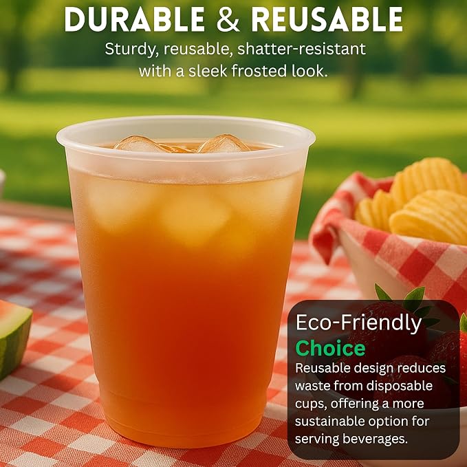 Concession Essentials – 12oz Frost Flex Plastic Cups – Shatterproof Reusable - Image 3