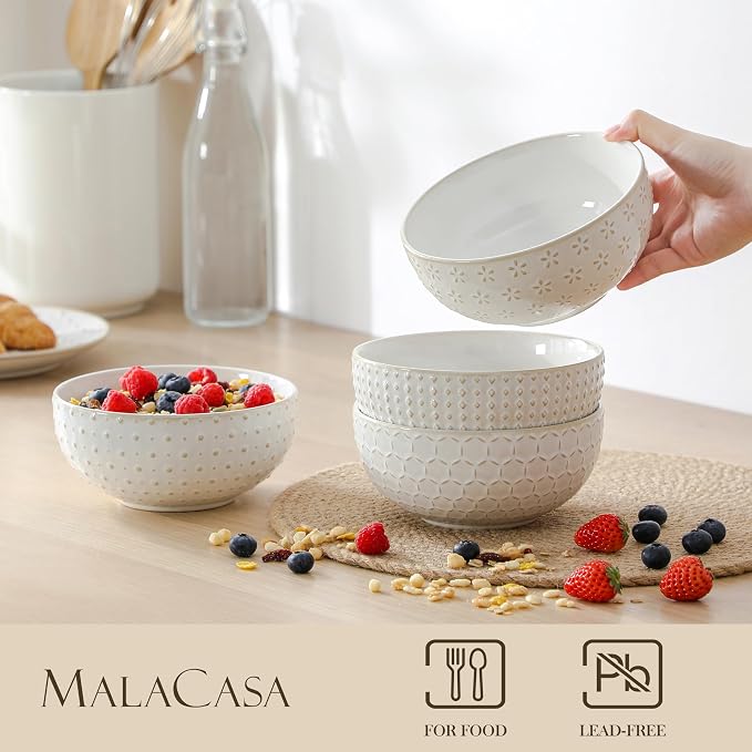 MALACASA Cereal Bowls, 30 Ounce Ceramic Soup Bowl - Image 3