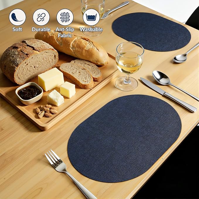 Placemats Set of 8, 11.8 x 17 Inch, Waterproof Wipeable Reversible PU Placemat - Image 6