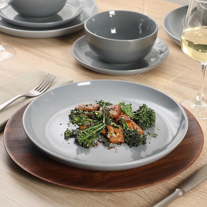 Gibson Home Rockaway 12 Piece Plates and Bowls Matte Outside/Shiny Inside Glaze - Image 3