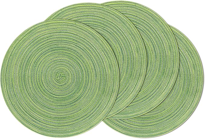 SHACOS Round Placemats Set of 4 Round Table Placemats Braided Cotton Place Mats by SHACOS
