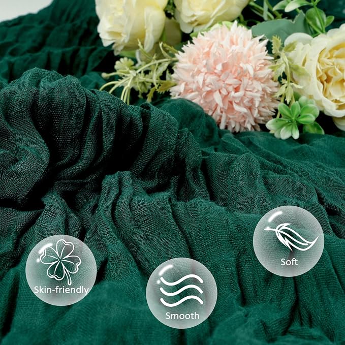 6 Pack Emerald Green Cheesecloth Table Runner 35 x 120 Inch | Boho Gauze Cheese - Image 4