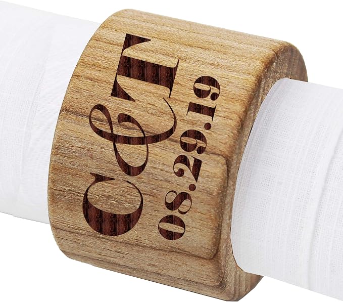 The Wedding Party Store Custom Personalized Wood Napkin Rings - Image 2