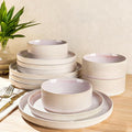 Ceramic Dinnerware Set for 4, 12-Piece Plates and Bowls Set | Lightweight by TheTerra