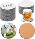 80 Pcs Sublimation Blank Coasters, Heat Transfer Wood Cork Coasters 4 x 4 in by Unknown