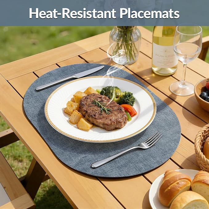 Placemats Set of 8, 11.8 x 17 Inch, Waterproof Wipeable Reversible PU Placemat - Image 4