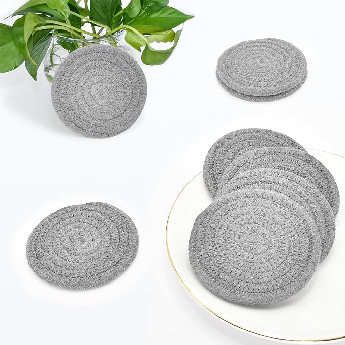 ABenkle Woven Coasters for Drinks Set of 6, Boho Absorbent Drinking Coaster - Image 6