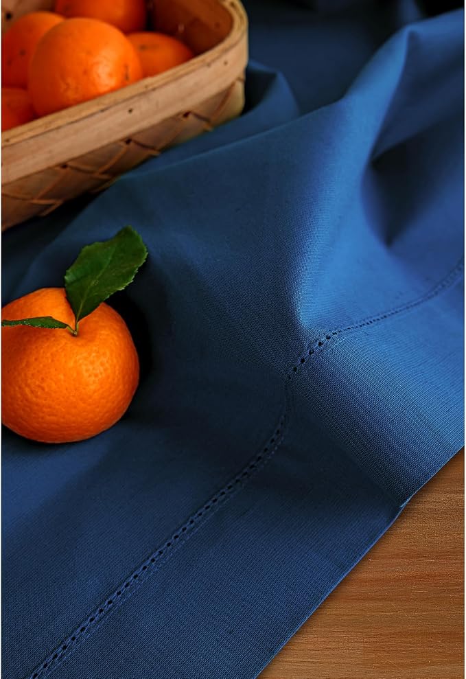Solino Home Cotton Linen Dining Table Runner Lapis Blue Woven, 14 x 48 in | - Image 8