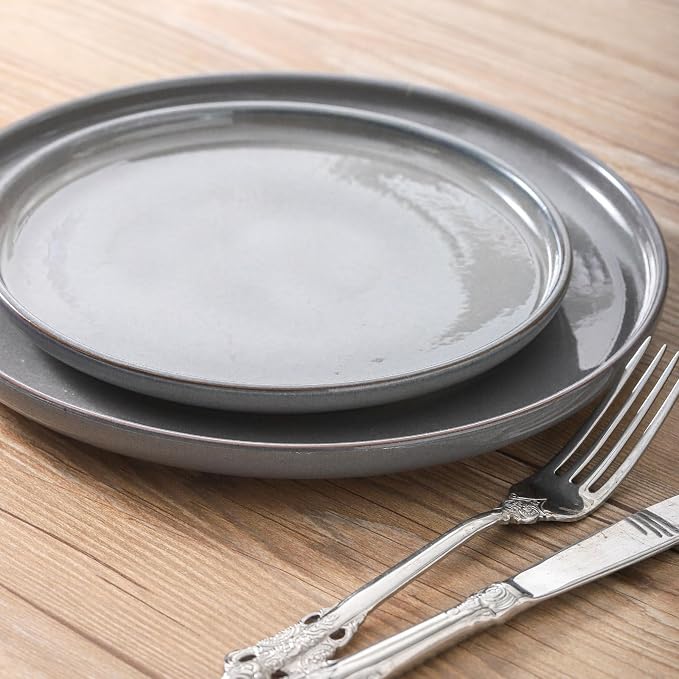 Ceramic Dinner Plates Set of 6, Stoneware 8 Inch, Dishwasher and Oven Safe - Image 5