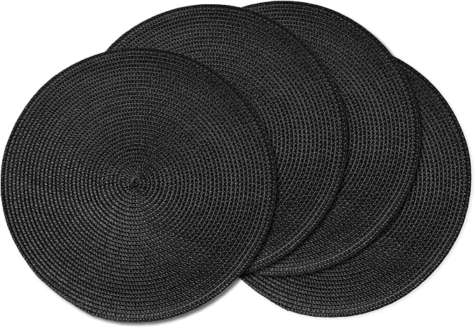 AHHFSMEI Round Placemats Set of 4 Heat Resistant Washable Non-Slip Woven by AHHFSMEI