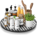 AMH18-Inch Black and White Checkerboard Lazy Susan Decorative Tray | Smooth by AMH