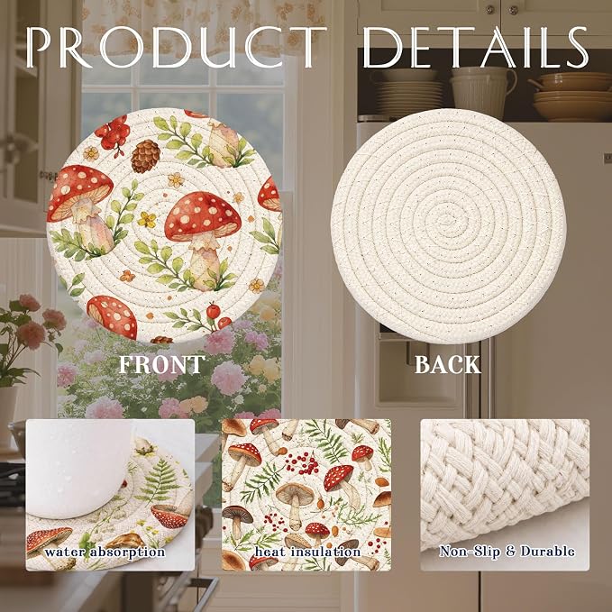 Cotton Woven Coaster Set of 9, 4.3In Fabric Coasters - Image 3