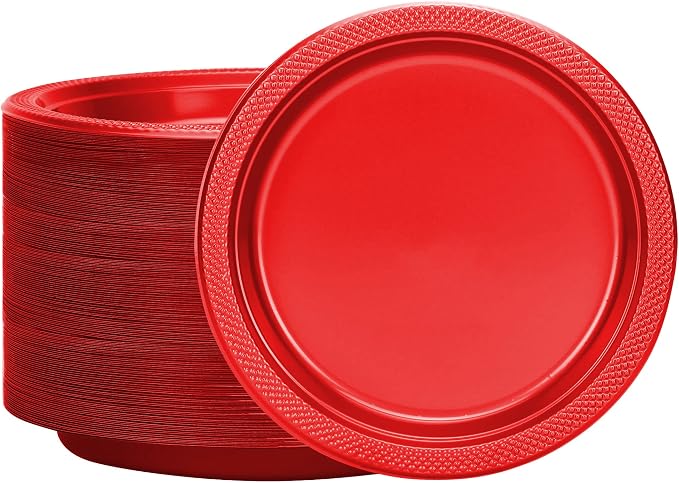 Hanna K. Signature Collection Red Plastic Plates, 9‑Inch Round, 50 Count – - Image 6