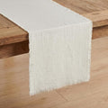 14 x 120 Inches Frayed Edge Table Runner, 270G Heavyweight Sand Washed Slub by KINGSTONE