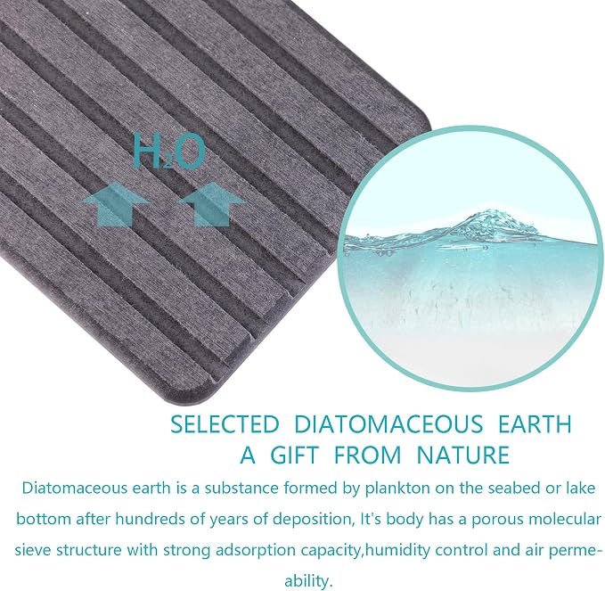 NiuYichee 2 PCS Water Absorbent diatomite Coasters, 12.2" x 4" Water Absorbing - Image 3