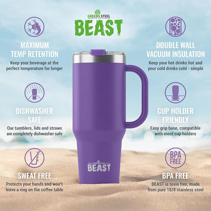Beast 42 oz Tumbler with Handle Stainless Steel Vacuum Insulated Coffee Ice Cup - Image 7