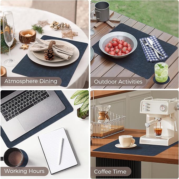 NCUE Vinyl Placemats Set of 8, Heat Resistant, Nonslip Faux Leather Waterproof - Image 6