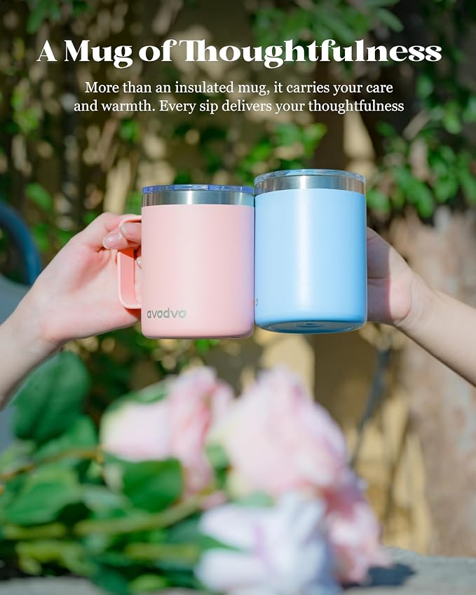 12oz Insulated Coffee Mug with Lid – Includes Two Lids, Stainless Steel Coffee - Image 8