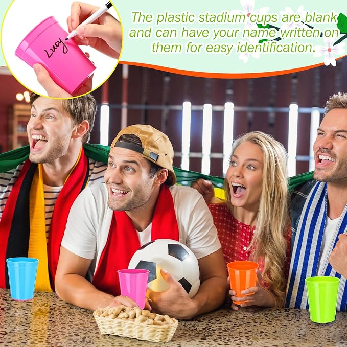 Yungyan 12 Pack 16 oz Stadium Cups Reusable Plastic Cups Blank Drink Stadium - Image 3