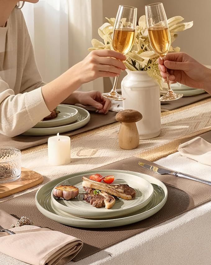 Stoneware Dinnerware Set for 4, Chip & Scratch Resistant Everyday Ceramics - Image 2