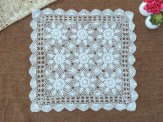 Cotton Handmade Crochet lace Table Runners Square Oval Tablecloth Doilies Doily by Unknown