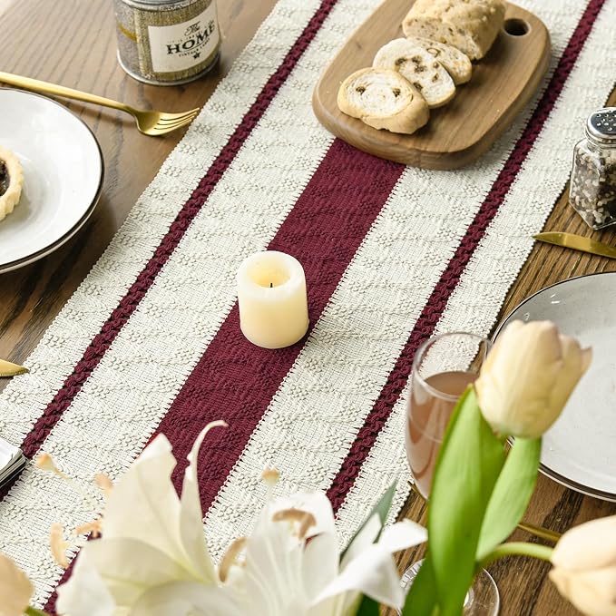 Artoid Mode Red Rustic Woven Table Runner 12x120 Inch | Holiday Farmhouse - Image 4