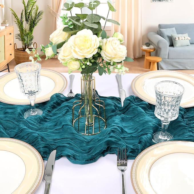12 Pack 10Ft Teal Cheesecloth Table Runner 23 x 120 Inch | Gauze Rustic Boho - Image 4
