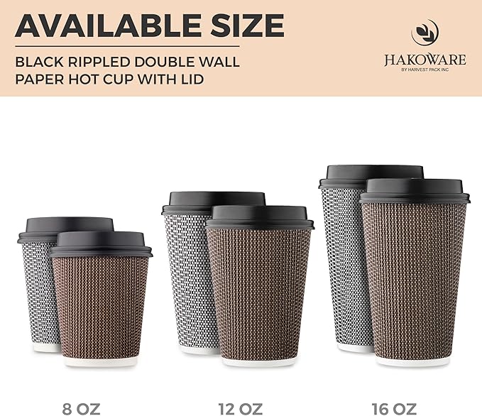 Harvest Pack 16 oz Disposable Coffee Cups, Insulated Ripple Double-Walled Paper - Image 6