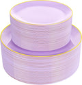 PULOTE 100PCS Purple Plastic Plates Disposable by PULOTEpartywareWesupplyproductsandyouenjoylife