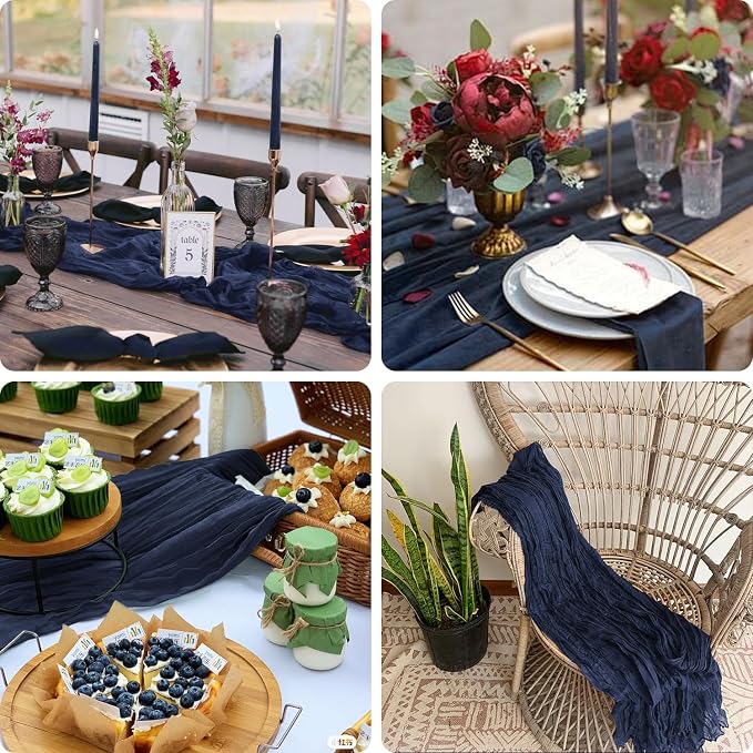 6 Pack Navy Blue Cheesecloth Table Runner Summer 10FT Sheer Navy Cheese Cloth - Image 5
