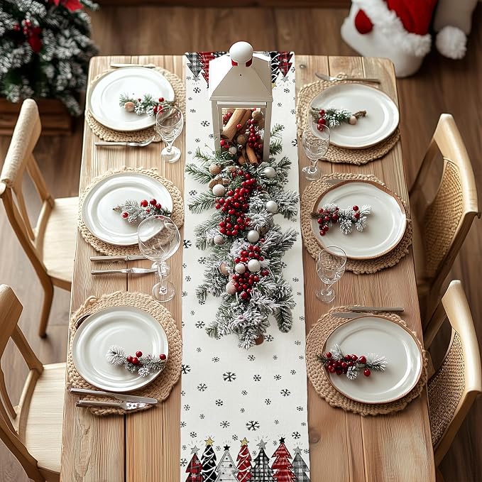 Christmas Table Runner 13x48 Inch, Xmas Tees Snowflakes Holiday Decorative - Image 5
