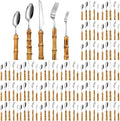 Eboot Bamboo Silverware Set 18/8 Stainless Steel Tableware Set Natural Utensil by eBoot