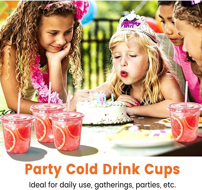 100 Sets - 12oz Pink Plastic Cups - Image 6