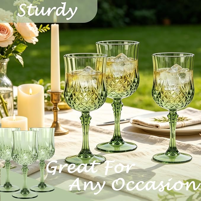 24Pack Plastic Wine Glasses, 7oz Vintage Goblets - Image 6