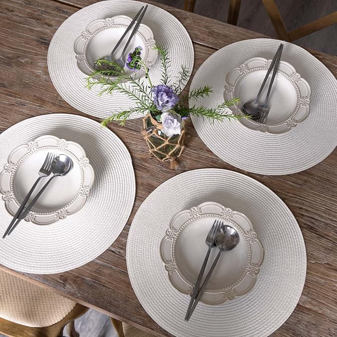 FunWheat Round Braided Placemats Set of 6 Table Mats - Image 6