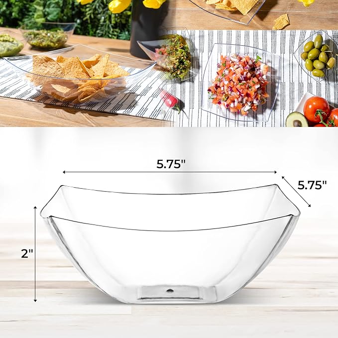 4 Pack Disposable Clear Plastic Serving Bowls Square Party & Candy 16oz | - Image 4