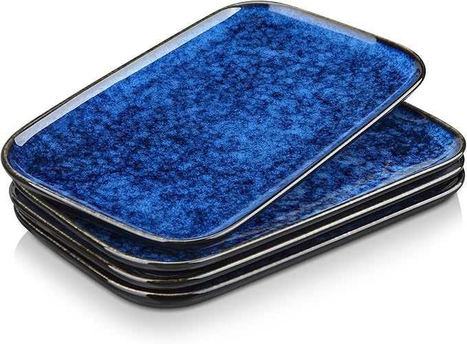 vancasso Stern Serving Platters Set of 4, 11 Inches Rectangular Ceramic Serving by vancasso