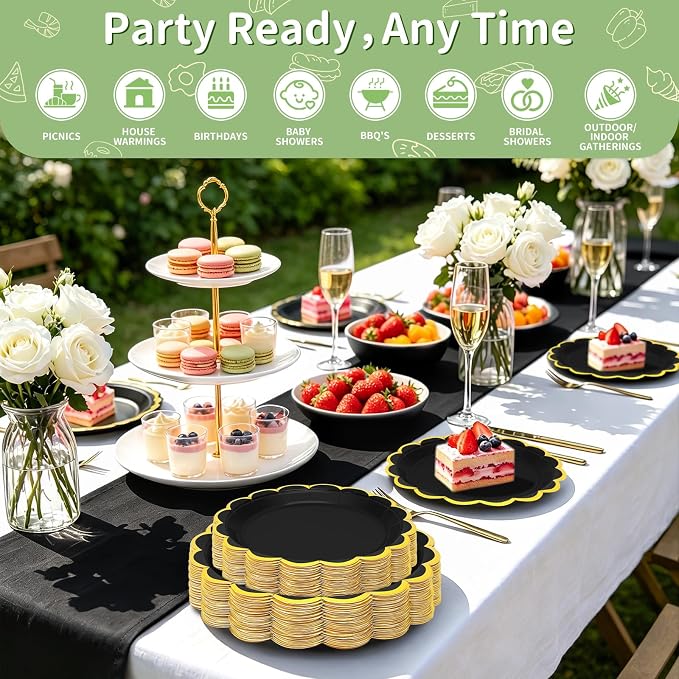 50 Pcs Black Paper Plates - Image 3