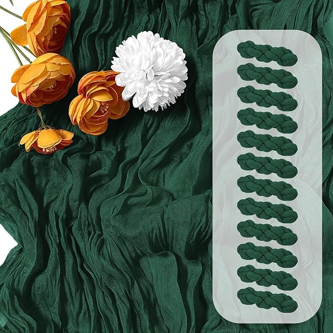 12 Pack Emerald Green Cheesecloth Table Runner 17 x 108 Inch Gauze Table Runner by Unknown
