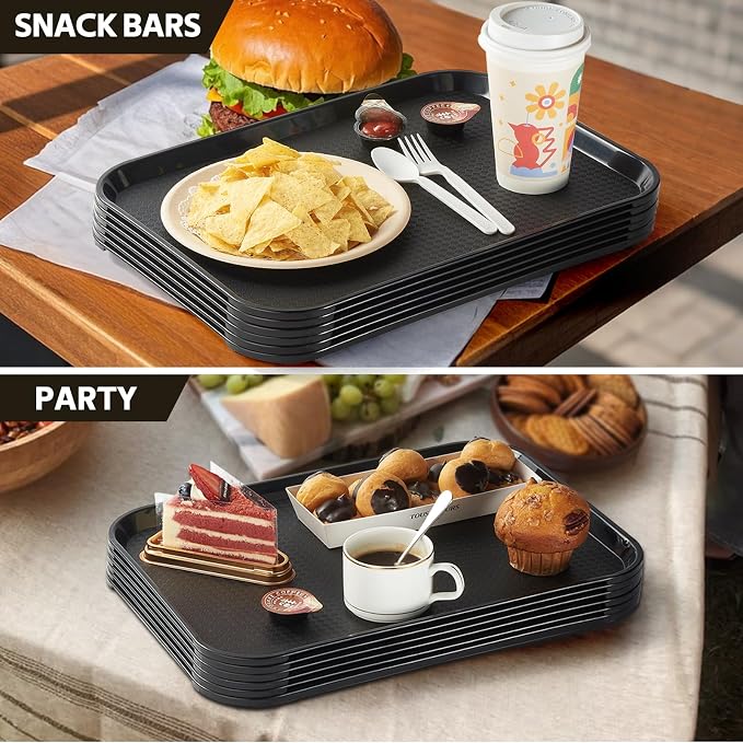 12 Pack Black Plastic Serving Trays, 12x16 Inch Cafeteria Tray | Black Plastic - Image 6